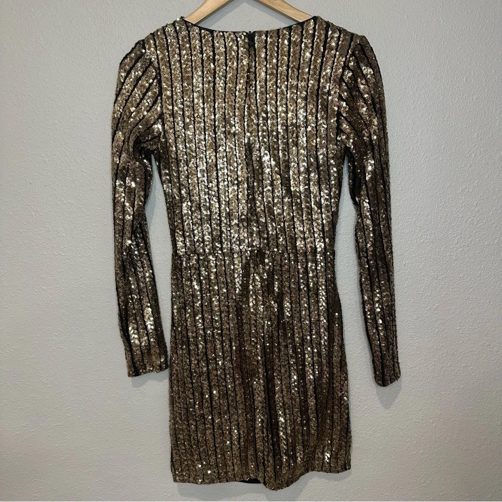 Lulu's Party Starts Now Shimmering Gold Sequin Long Sleeve Dress - Picture 9 of 11